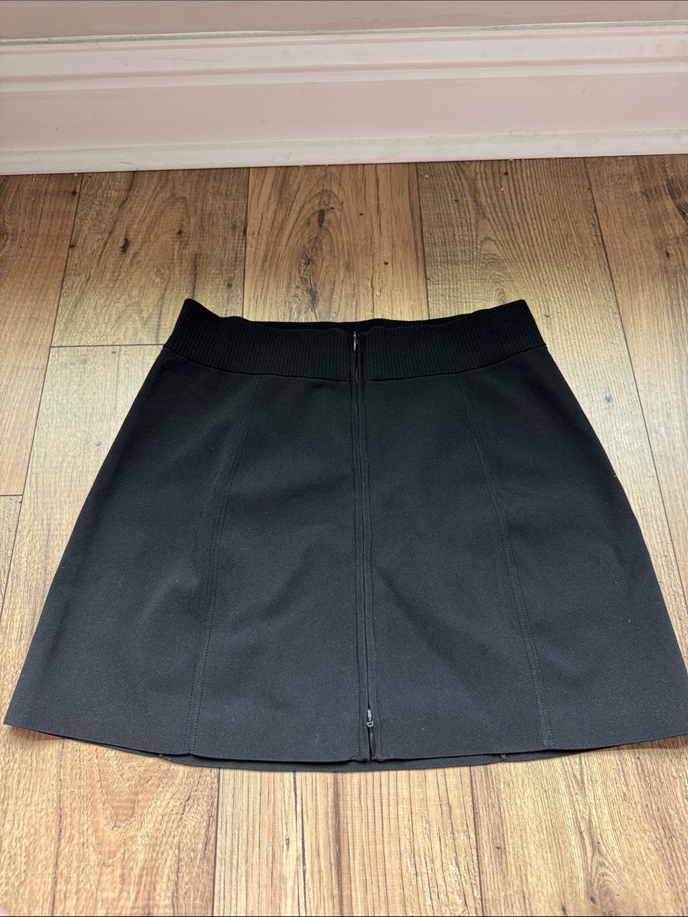 Black A-Line Mini Skirt with Front Zip